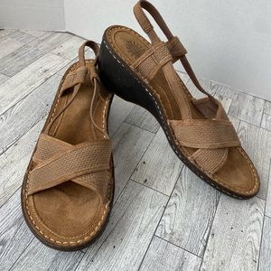 UGG Tan Criss Cross Strap Slingback Slip On Wedge Sandal Women’s Size 11 NWOT